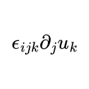 An image of an index the expression for $\epsilon_{ijk}\partial_j u_k$ which in words would be the curl of u