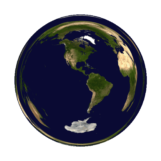 An animated gif of the earth spinning with this weird spacetime distortion. The north and south poles are fully visible and spin oddly about their axis while areas we just should not be able to see swim around them.