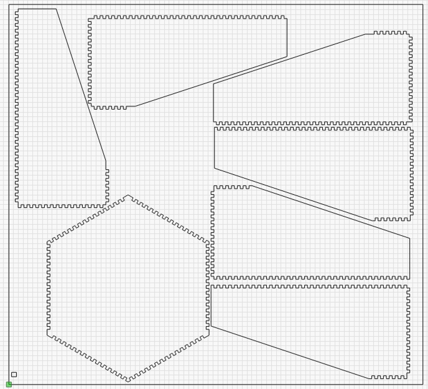 The flat panels made up the stool laid out to fit into a rectangle that represents my stock.